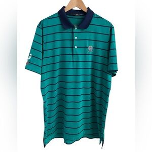 RALPH LAUREN X RLX Men’s Striped Green Blue Short Sleeve Golf Polo Size Large